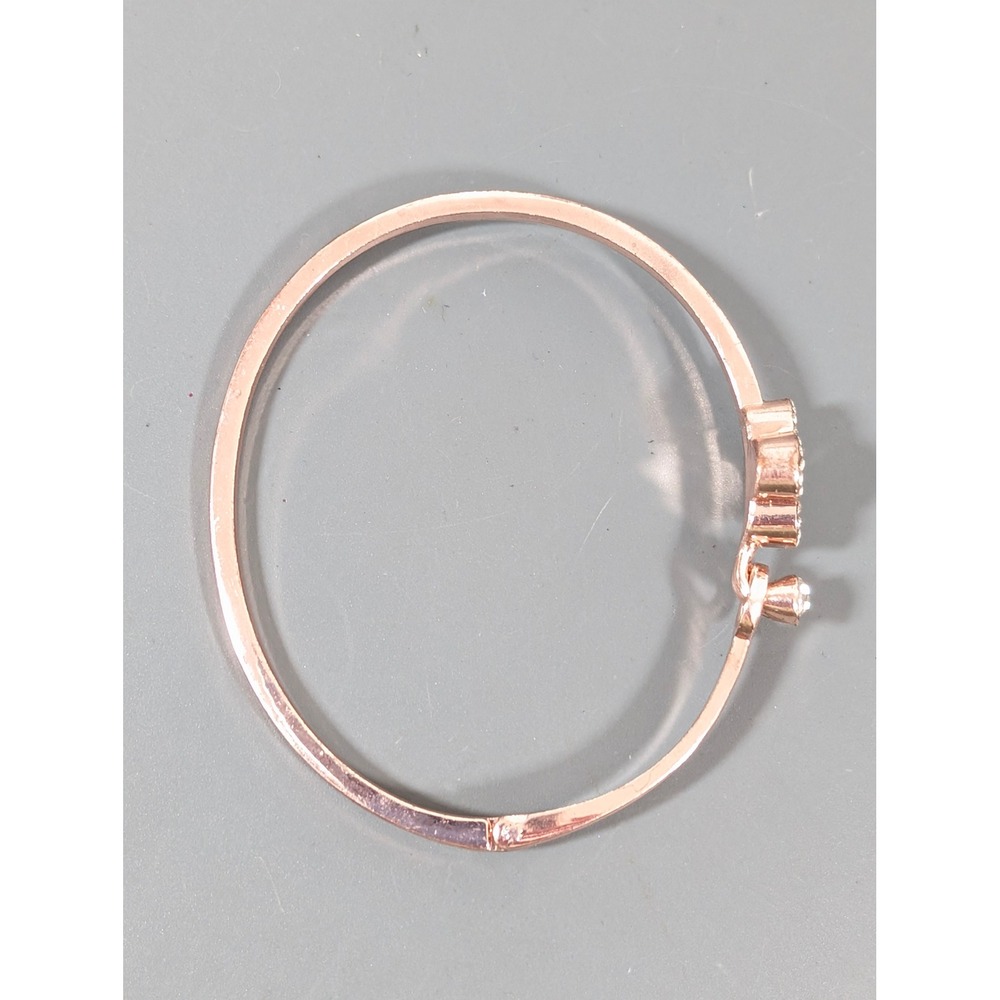 Rose Gold Tone‎ Cross Bangle Bracelet 6.5" Minimalist Hinged Cuff - Picture 3 of 7